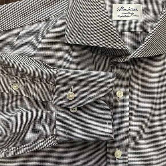 Stenströms Fitted Body Gray Twill Shirt Men’s 16.5 42 - Picture 4 of 8